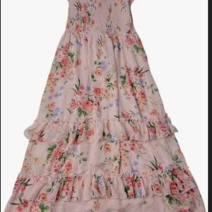 Rare Editions Red and Orange Ruffled Smocked Sundress